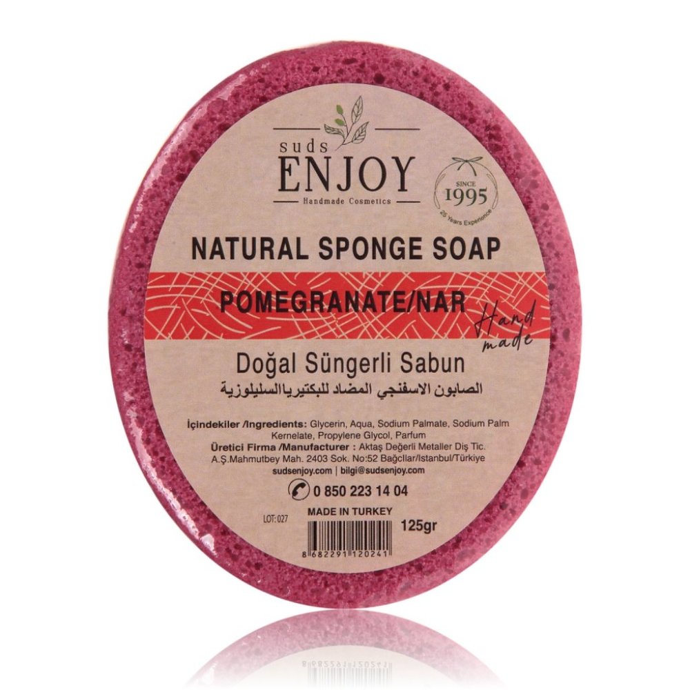 Natural Pomegranate Handmade Sponge Shower Soap